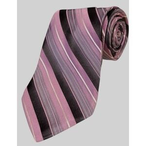 Paul Dione Men's Tie Rep 100% Silk Necktie Designer Purple Black Grey White